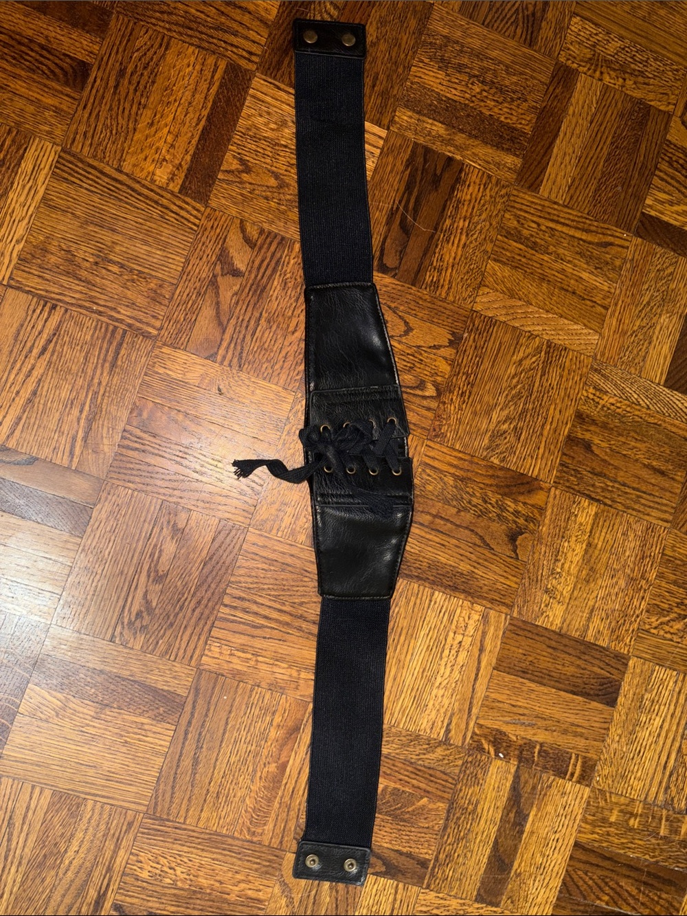 Mint Black Lace-Up Elastic Waist Belt